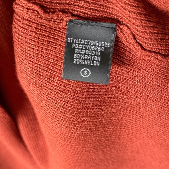 Cyrus Rust Orange Brown Open Front Cardigan Women's Size Small Lightweight Layer - Picture 5 of 13